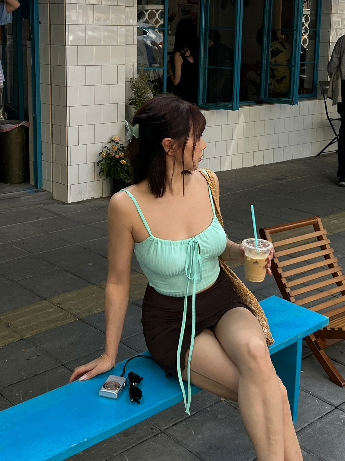DINDI泰国度假风绑带小吊带设计感小众外穿短款辣妹小背心上衣-图0