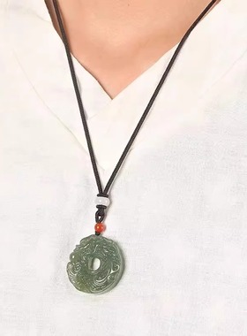 和田玉祥龙平安扣龙年本命年吊坠