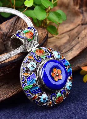 平安扣吊坠纯银天然青金石