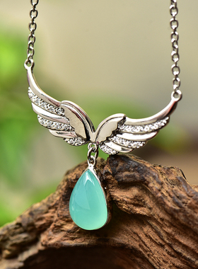 珠宝锁骨链水滴形玉吊坠