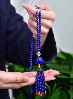 南红珠宝天河石紫龙晶镶嵌毛衣链