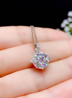 日韩风莫桑钻圆形克拉吊坠空托