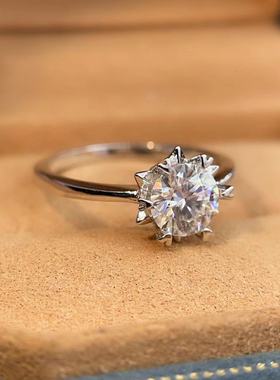 死扣莫桑钻戒口多尺寸S925银钻托