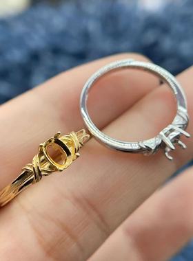 S925银戒指托简单经典时尚可调节