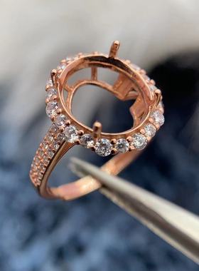 S925银戒指空托精致气质轻奢高级