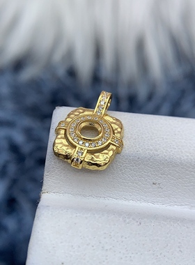 S925银吊坠空托简单光面复古百搭