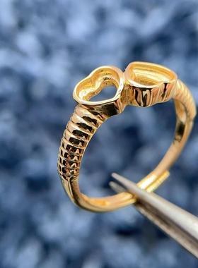 s925纯银心形戒指空托