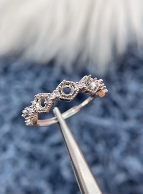 S925银戒指空托气质轻奢高级排戒