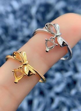 新款戒指空托心形4*4mm精工18k金