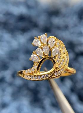 S925银戒指空托时尚精致简单百搭