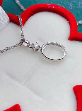 S925银宝镶吊坠空托椭圆形8*10mm欧泊蛋面裸石银托素面可用极简风