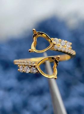 双石款戒指空托S925纯银6*6mm