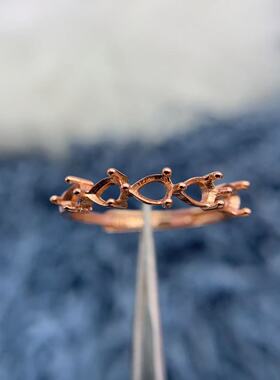 S925银戒指空托气质轻奢小众百搭