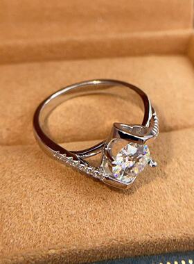 天使之吻莫桑钻戒指S925纯银空托