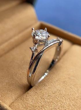 死扣莫桑钻戒口多尺寸S925银钻托