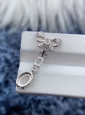 S925纯银吊坠空托轻奢精致蝴蝶结