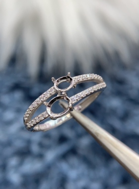 S925银戒指空托气质轻奢高级时尚