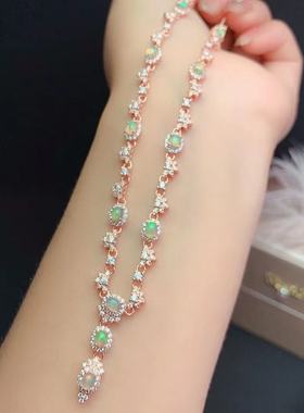 纯银豪华风晚宴配饰欧泊锁骨链