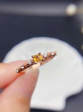 S925纯银戒指空托方形3*3mm小众轻奢戒托可定制蓝宝石祖母绿戒指