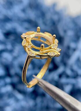 S925纯银戒指空托8*10mm精致百搭