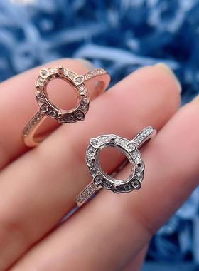 珠宝空托DIY天然磷灰石戒指