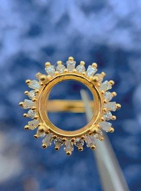 新款S925银围钻款戒指空托10mm