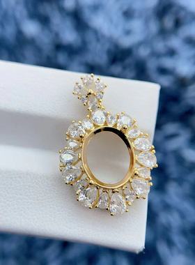 纯银时尚围钻款吊坠银托