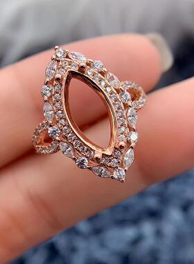 S925银戒指空托个性奢华气质百搭