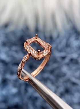 S925银戒指空托气质小众时尚高级