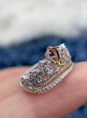 S925纯银戒指空托4*6mm冠冕款