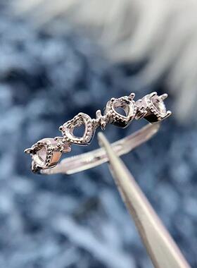 S925银戒指空托精致气质高级百搭