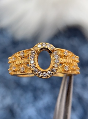 S925银戒指空托气质高级时尚百搭