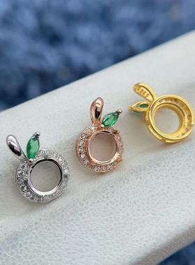 S925纯银吊坠空托圆形6*6mm苹果