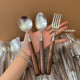 Walnut handle spoon stainless steel thickened household high-end exquisite dining spoon long handle fork western food soup spoon