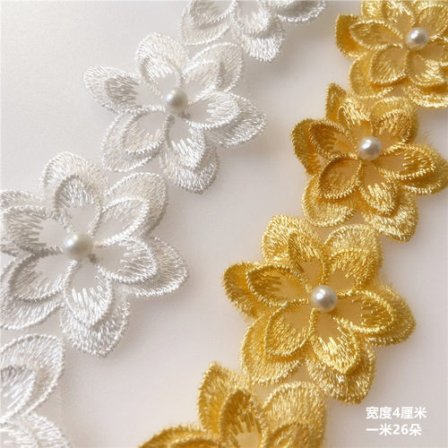 包邮欧根纱花边立体花朵DIY手工服装辅料贴花蕾丝花边衣帽布艺 - 图0