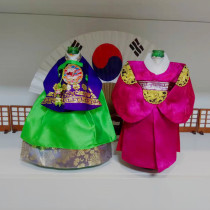 South Korean couple Han uniforms wine bottle sleeve princess dress Champagne red wine adornments North Korean folk crafts