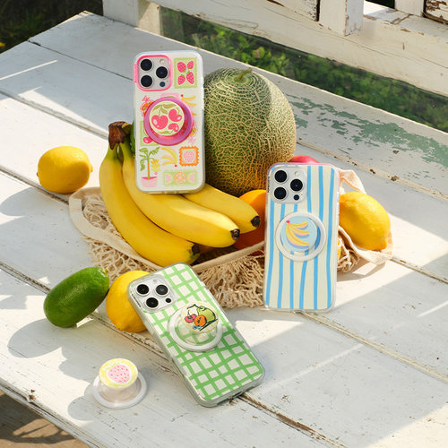 【水果！水果！·手机壳】PopSockets泡泡骚磁吸防摔手机壳苹果iPhone18/17ProMax/Pro 夏天多巴胺 格纹条纹 - 图2