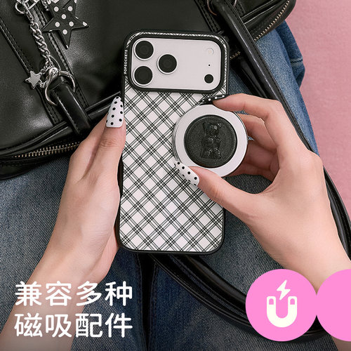 【波点梦境·手机壳】PopSockets泡泡骚磁吸防摔手机壳苹果iPhone17/16ProMax/Pro 波点 天使 夜晚星星 菱格 - 图1