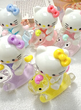 夜光立体猫猫木马树脂配件奶油胶diy可爱摆件钥匙扣吊坠盲袋材料