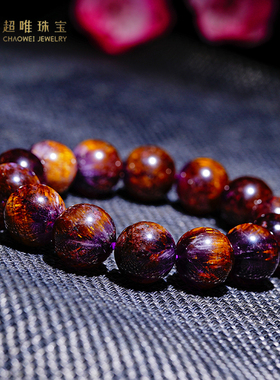 超唯珍藏满矿金牙紫钛晶水晶手链