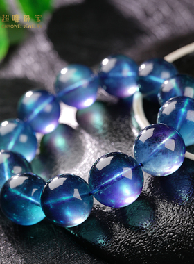 超唯珍藏级冰种魔鬼海蓝宝手串