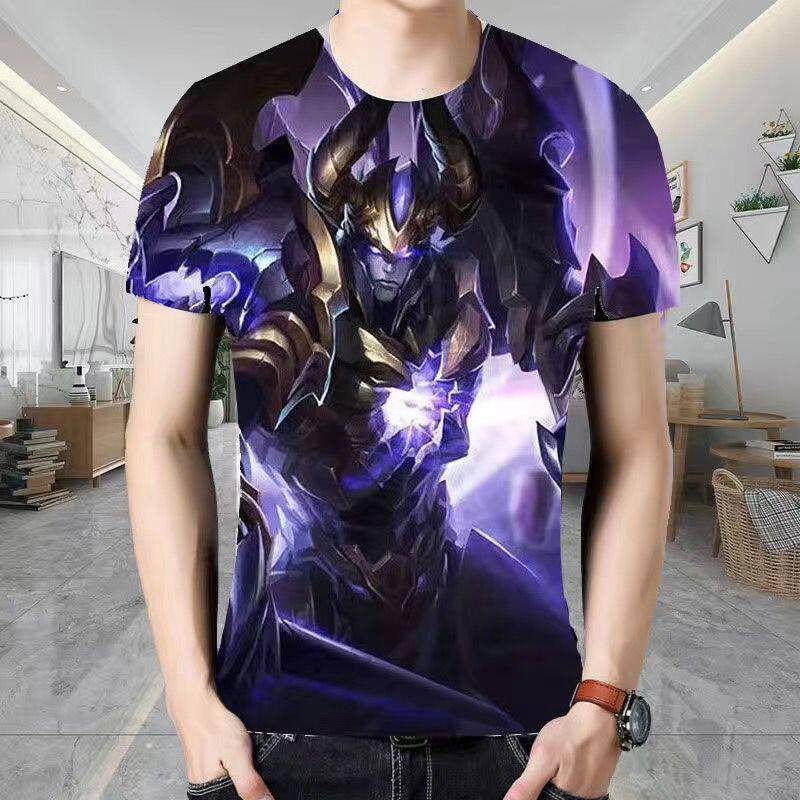 2022王者荣耀皮肤衣服3D印花短袖赵云马超神威T恤衫中学生t恤冰丝