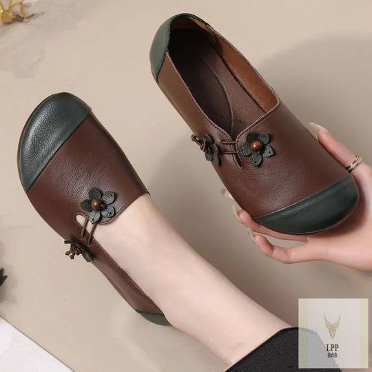 Женские туфли в стиле ретро на плоской подошве в этническом стиле с мягкой, не утомляющей ноги подошвой, весенне-осенний стиль, на широкой стопе, модные туфли для мам среднего и пожилого возраста.