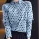 ພາກຮຽນ spring ຮູບແບບໃຫມ່ຝຣັ່ງ polka dot ເສື້ອແມ່ຍິງແຂນຍາວ polo collar temperament slim bottoming ເສື້ອຕ່າງປະເທດແບບເສື້ອຝ້າຍເທິງ