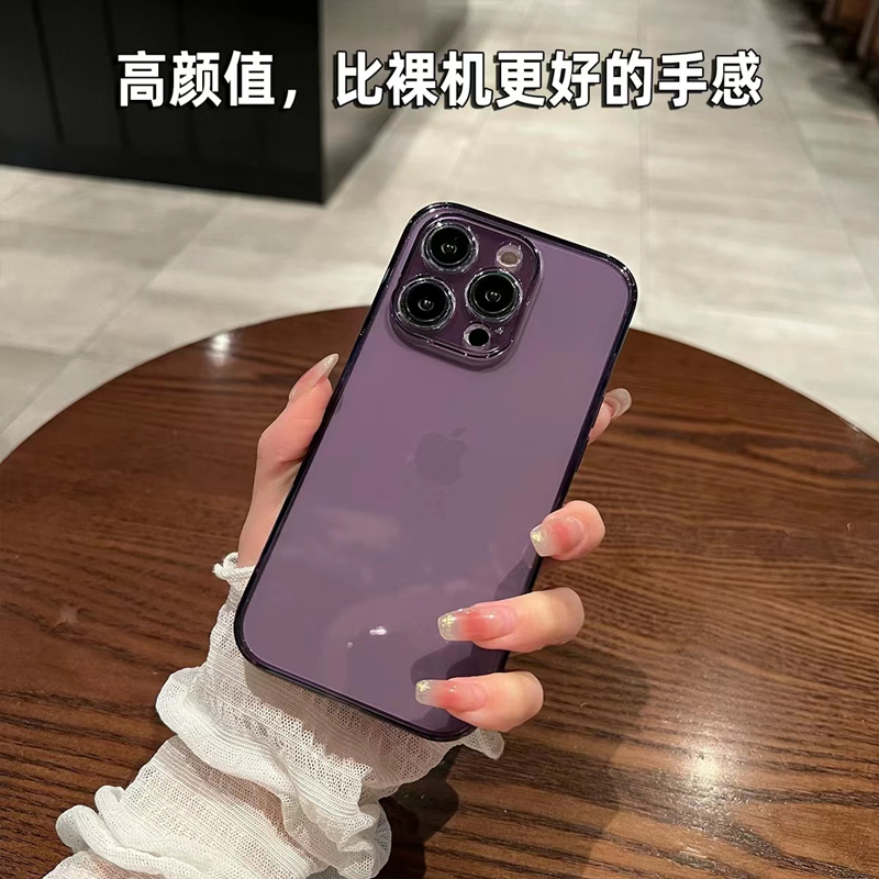 暗紫色透明高级感iPhone14适用13promax苹果12手机壳11女xr新款15plus硅胶xs全包防摔14promax保护套简约防摔 - 图3