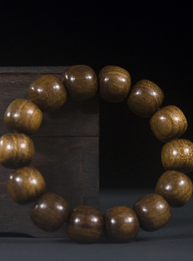 金丝楠木桶珠手串高碳化虎皮纹