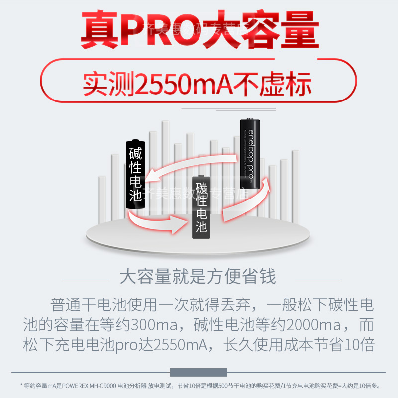 【单节】松下爱乐普黑色5号7号可充电电池2节AA高容量2550毫安散装单卖2粒三洋eneloop爱老婆四代五号充电池-图1