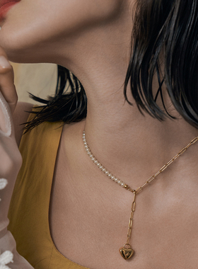 pn项链小香风珍珠钛钢