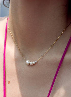 pn流动淡水珍珠项链吊坠925