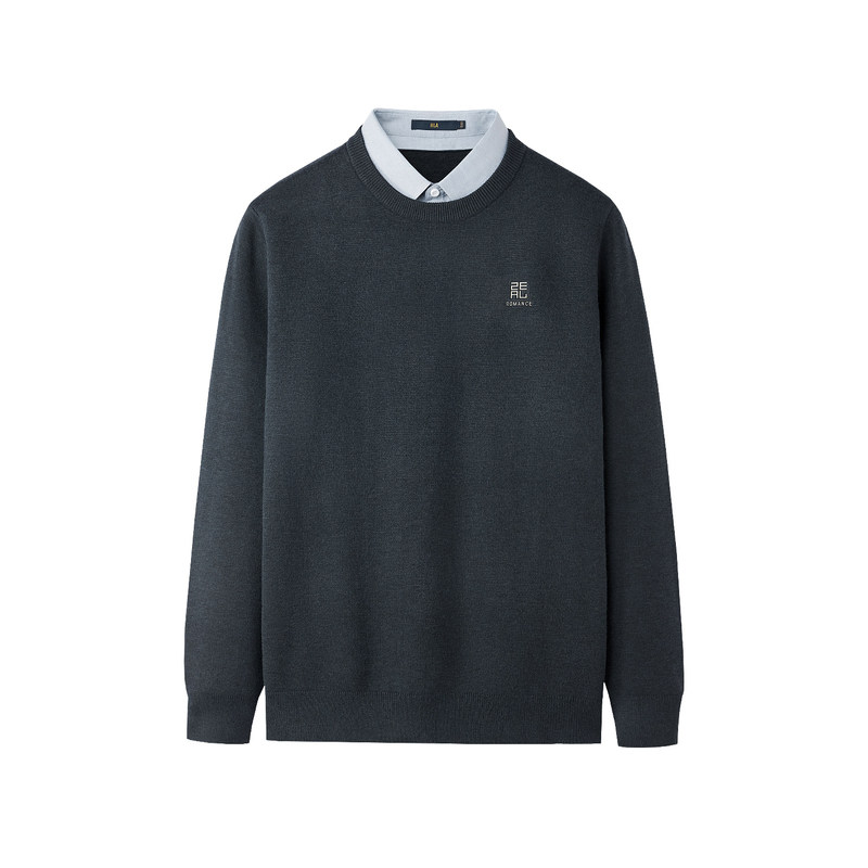 HLA/海澜之家包芯纱针织衫2025秋冬新加绒保暖假两件印花毛衣男,淘宝优惠券,粉丝福利购,淘宝优惠卷